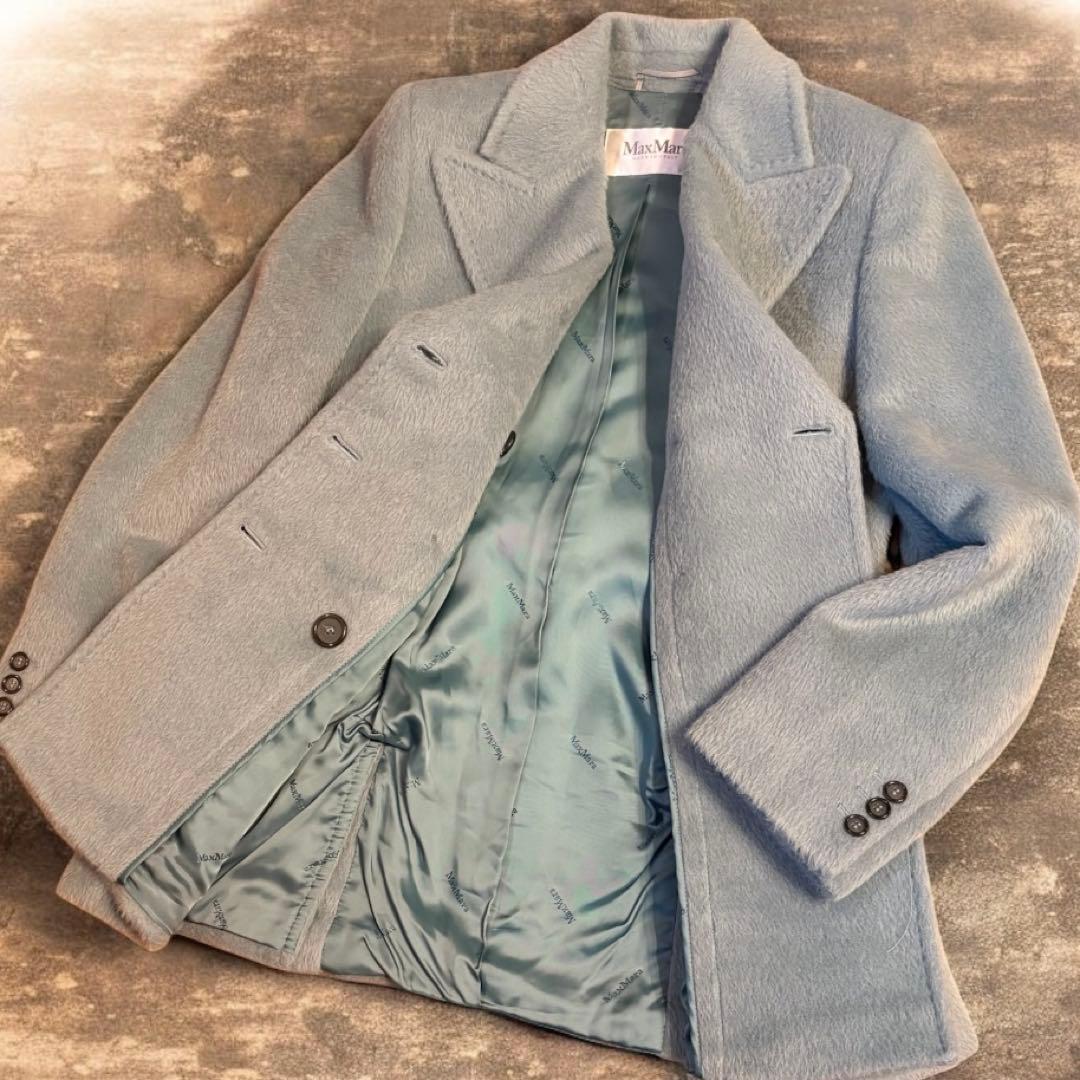 ★Max Mara ★ダブルブレストコートライトブルー（ウール・アルパカ混）