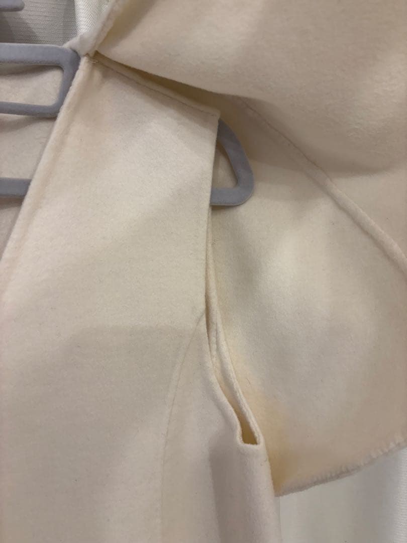 【美品】Salang/FOXファー/ウールケープコート/アイボリー