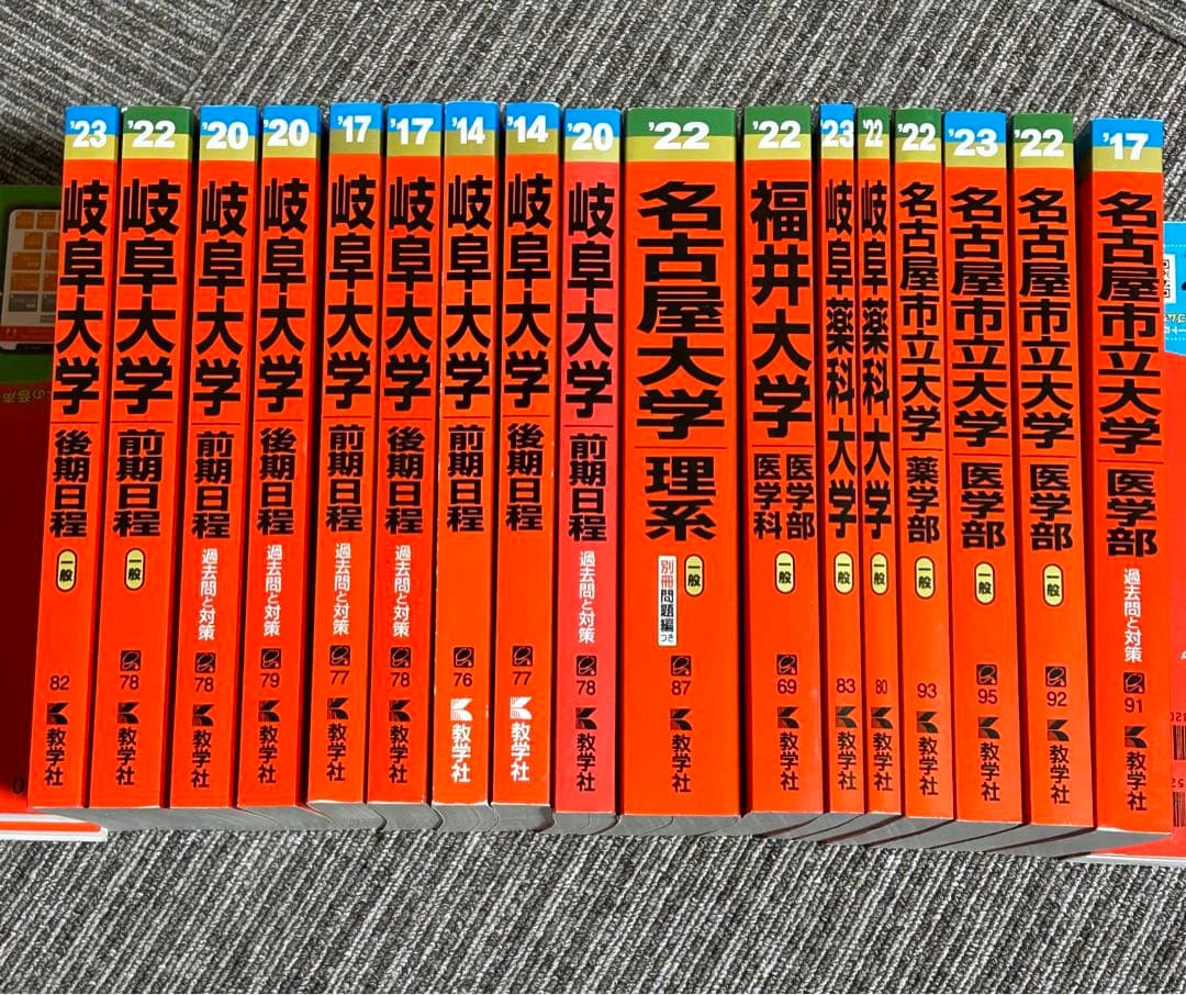 赤本(岐阜大学、名古屋市立大学、名古屋大学、福井大学、岐阜薬科大学)