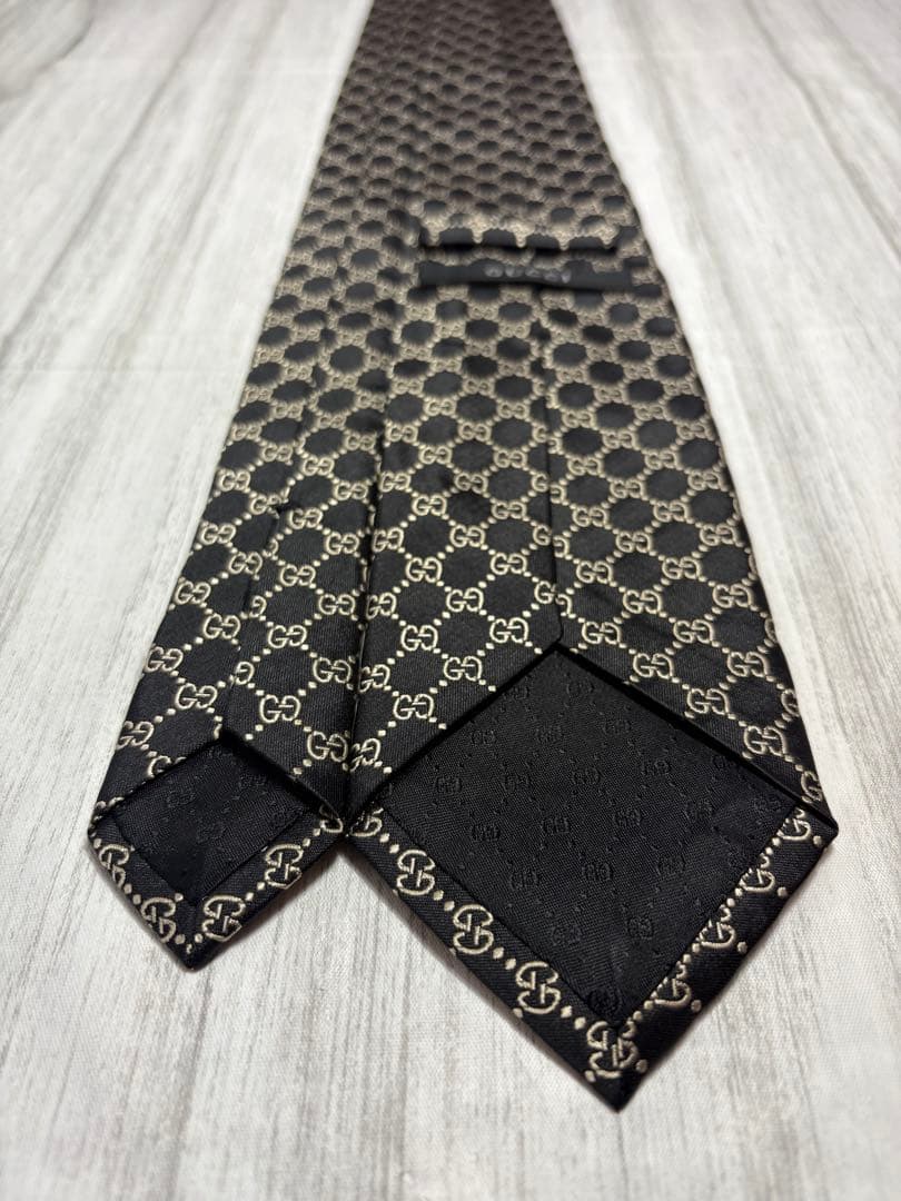 【良品】 GUCCI グッチ ネクタイ GGパターン ブラック