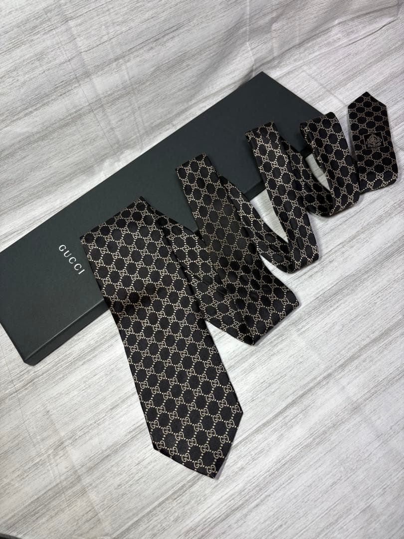 【良品】 GUCCI グッチ ネクタイ GGパターン ブラック