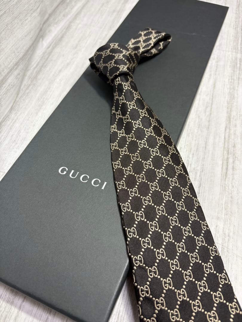 【良品】 GUCCI グッチ ネクタイ GGパターン ブラック