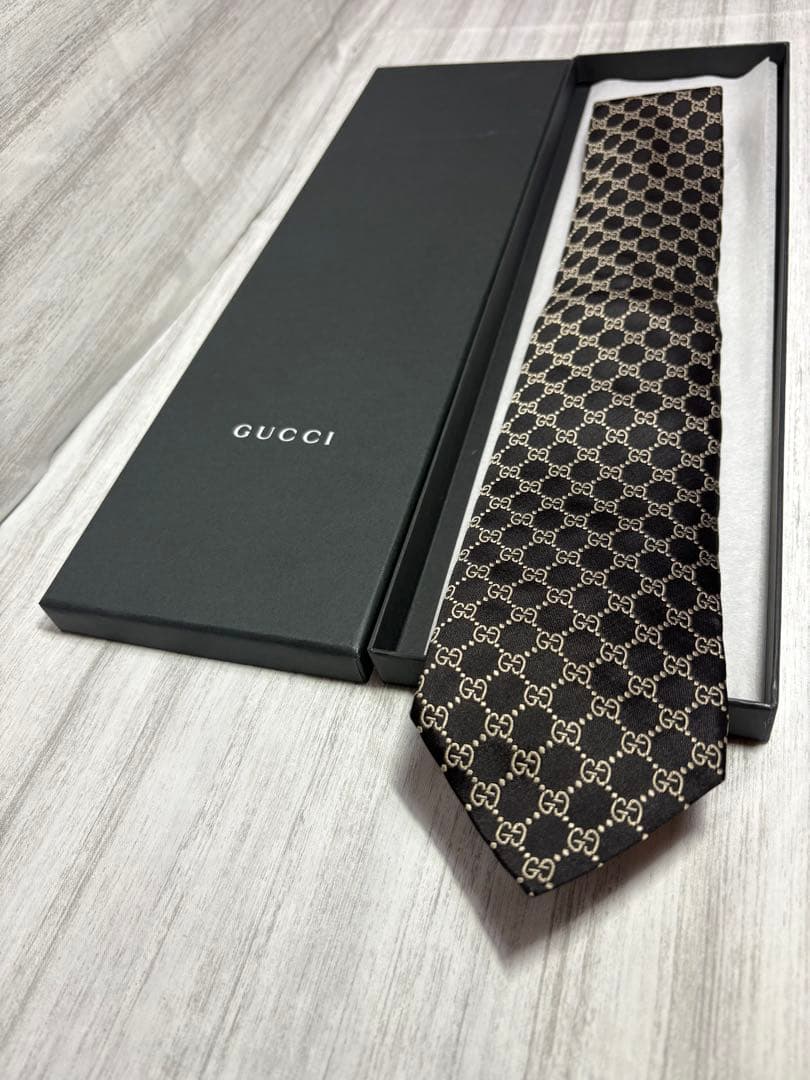 【良品】 GUCCI グッチ ネクタイ GGパターン ブラック