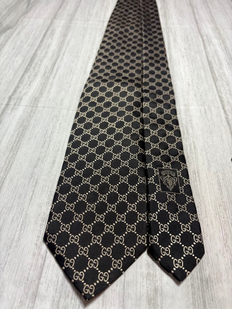 【良品】 GUCCI グッチ ネクタイ GGパターン ブラック