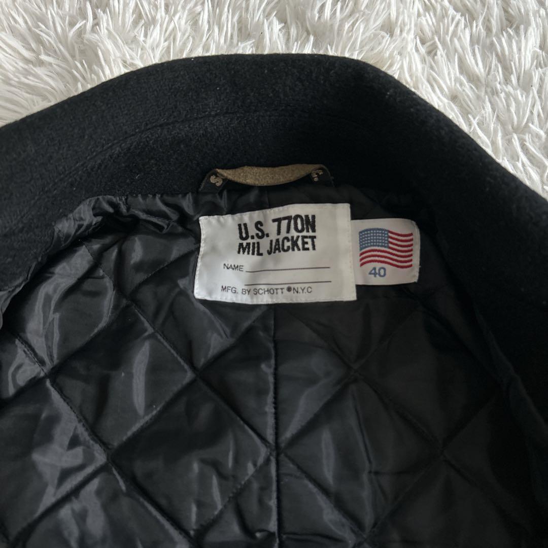 ショット U.S. ダブルピーコート キルティング ウール 黒 40サイズ