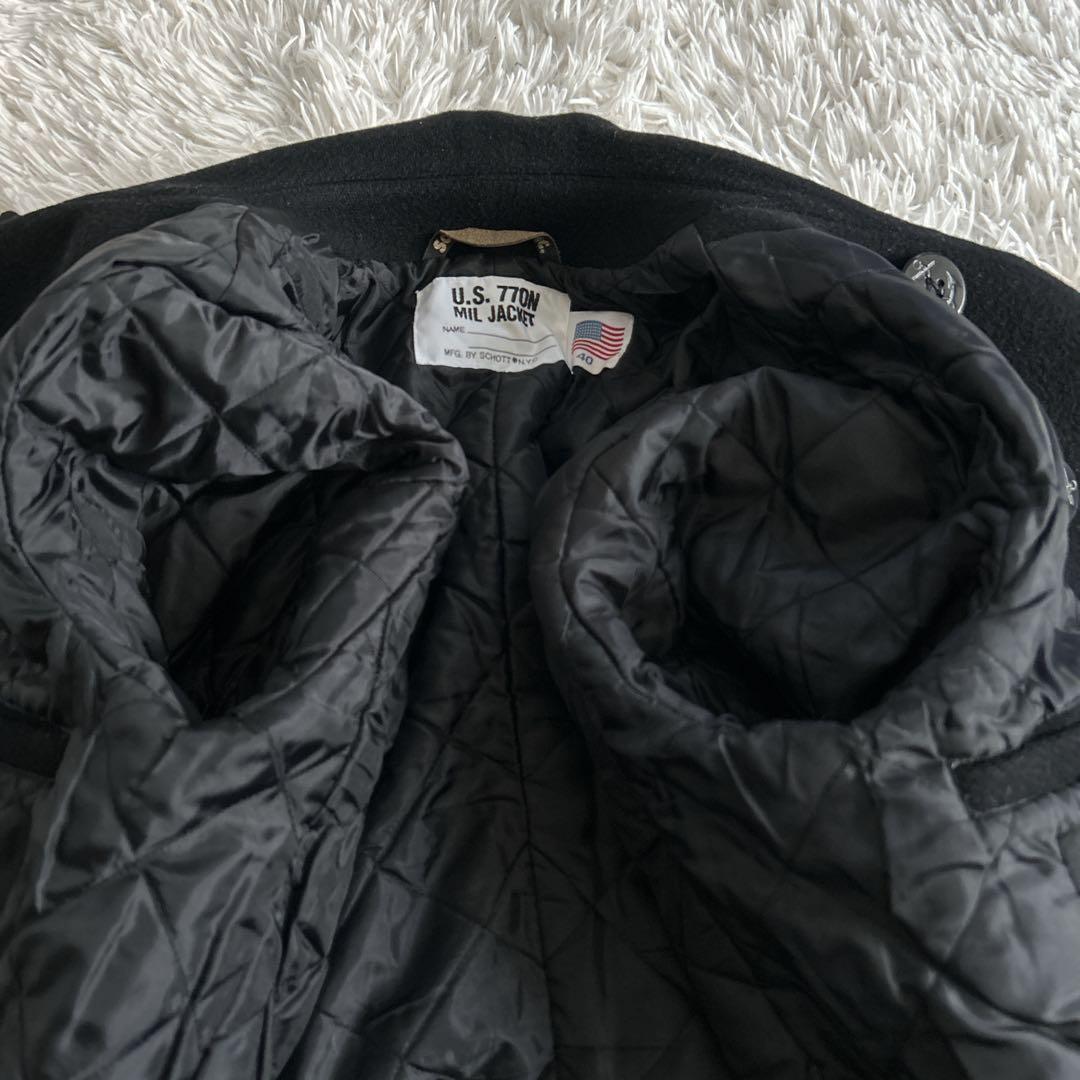 ショット U.S. ダブルピーコート キルティング ウール 黒 40サイズ