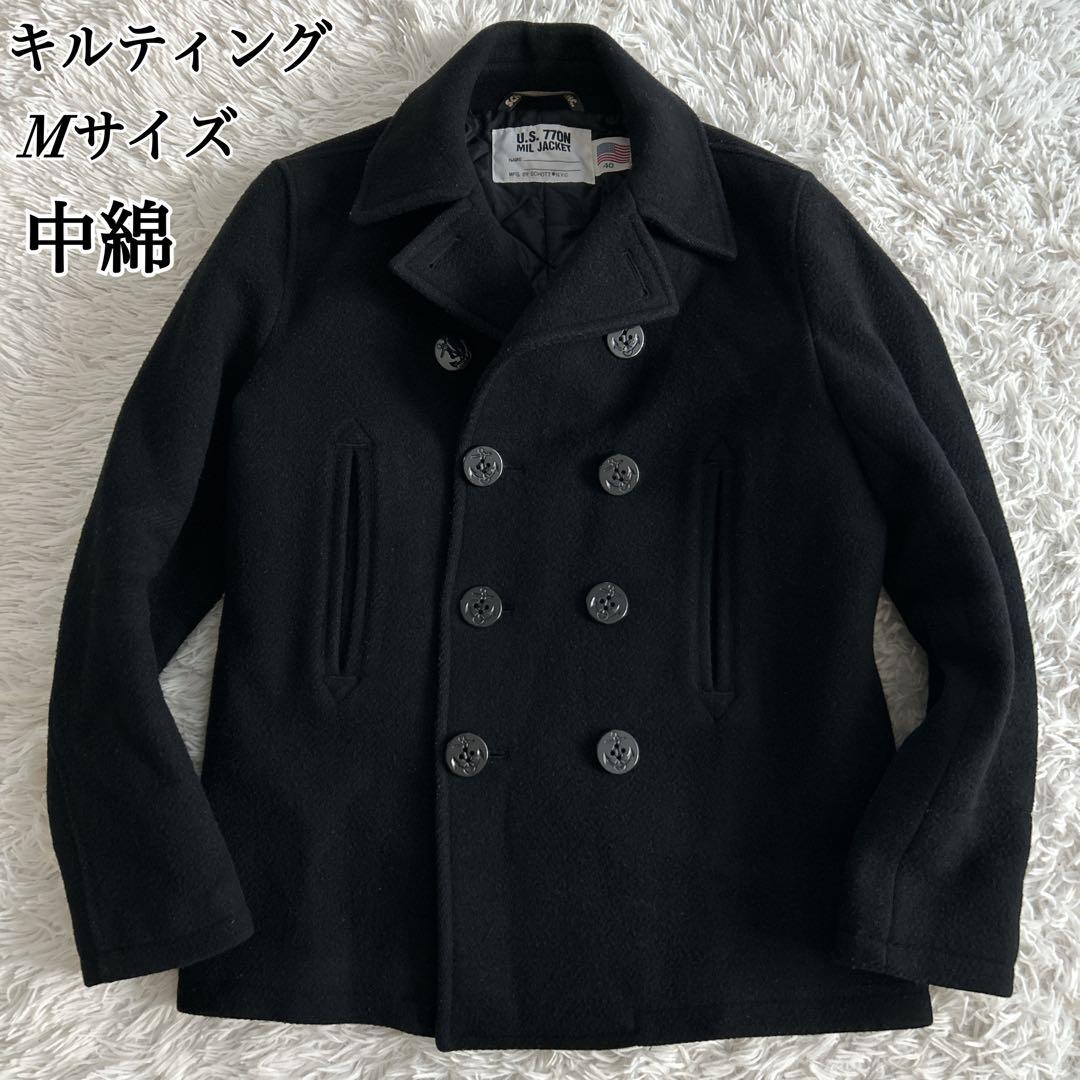 ショット U.S. ダブルピーコート キルティング ウール 黒 40サイズ