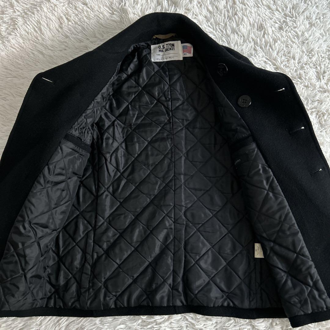 ショット U.S. ダブルピーコート キルティング ウール 黒 40サイズ