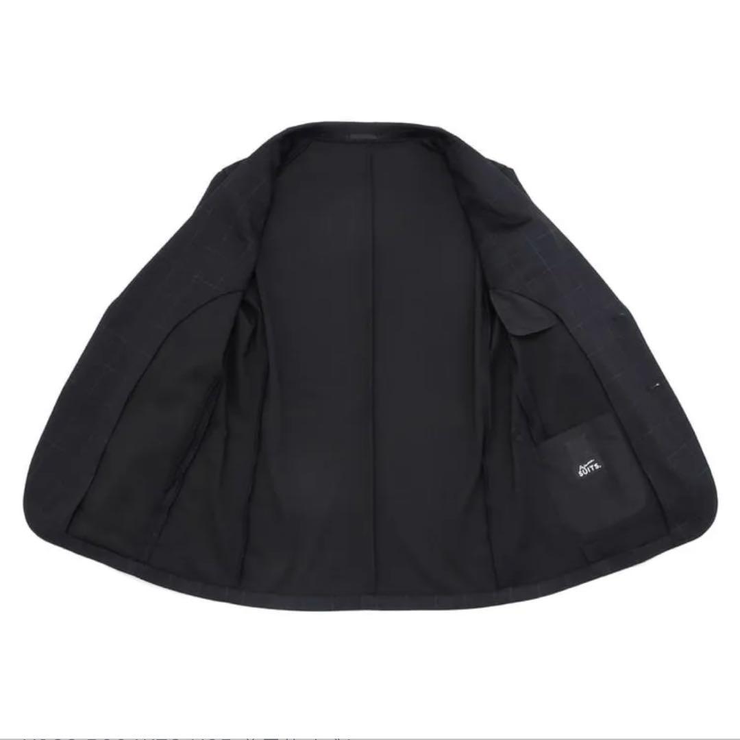 アオキ【未使用タグ付】パジャマスーツプリントジャージ紺ウィンドウペン　ゆったりM