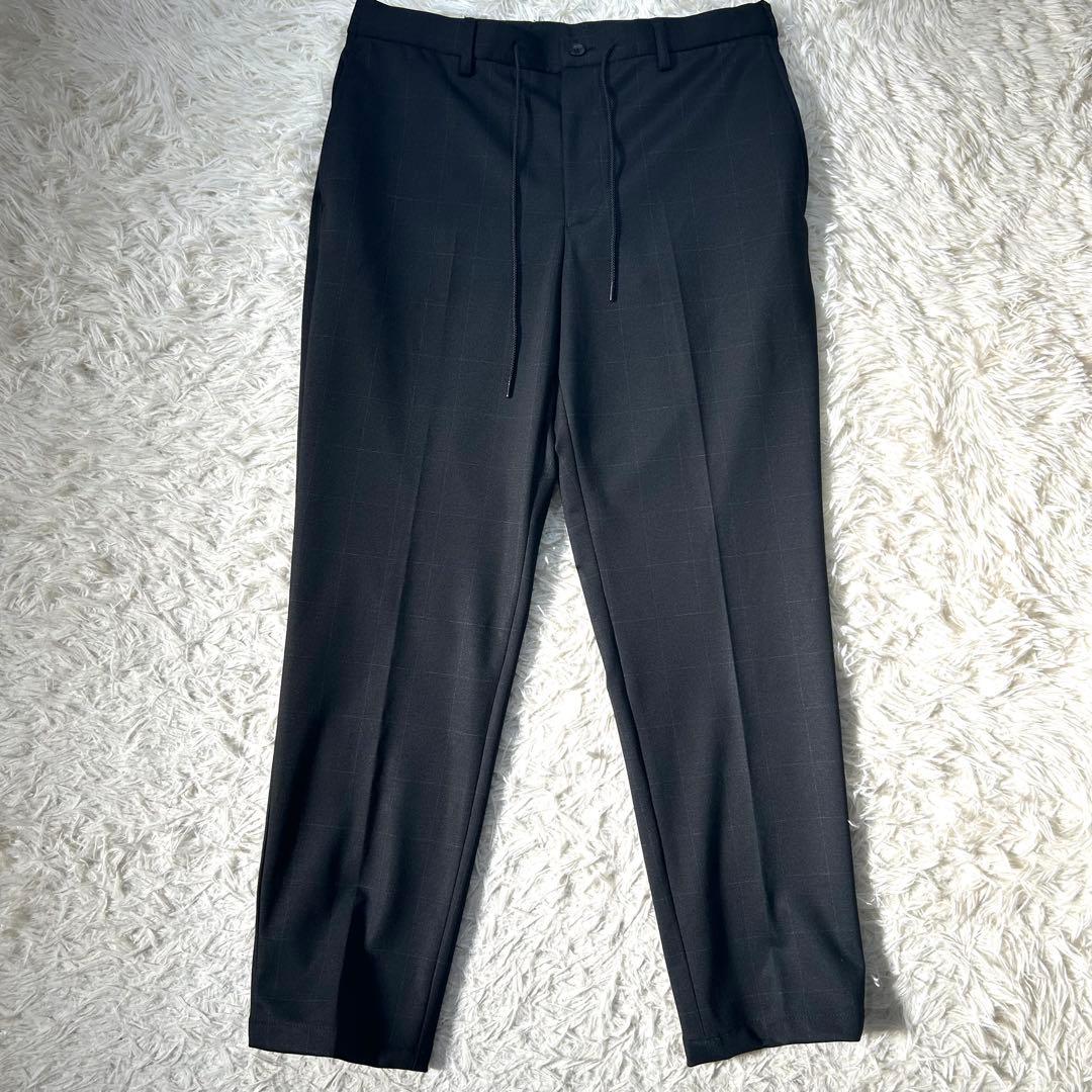 アオキ【未使用タグ付】パジャマスーツプリントジャージ紺ウィンドウペン　ゆったりM