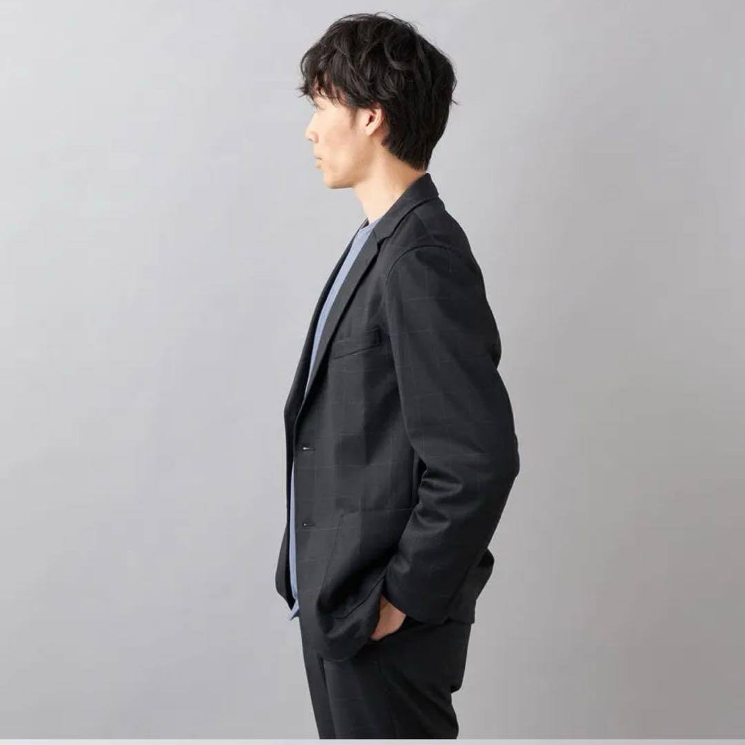 アオキ【未使用タグ付】パジャマスーツプリントジャージ紺ウィンドウペン　ゆったりM