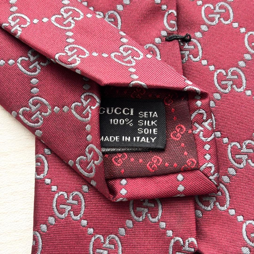 GUCCI グッチ GG柄 ネクタイ 美品 モノグラム ロゴ総柄 ジャガード織り