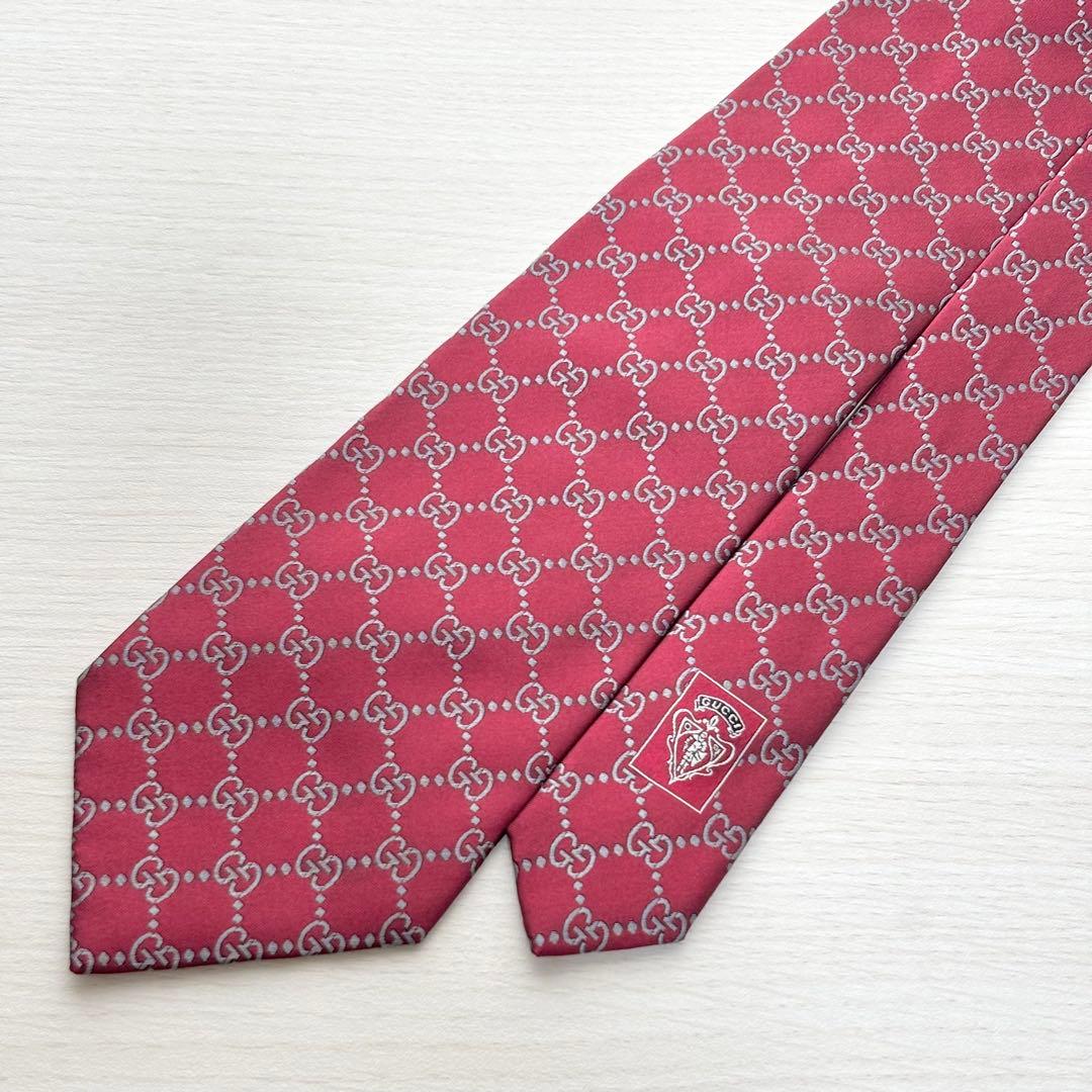 GUCCI グッチ GG柄 ネクタイ 美品 モノグラム ロゴ総柄 ジャガード織り