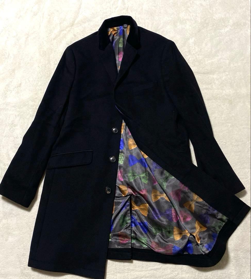 ✨希少✨ TED BAKER ロングチェスターコート　黒　マルチカラー　総柄