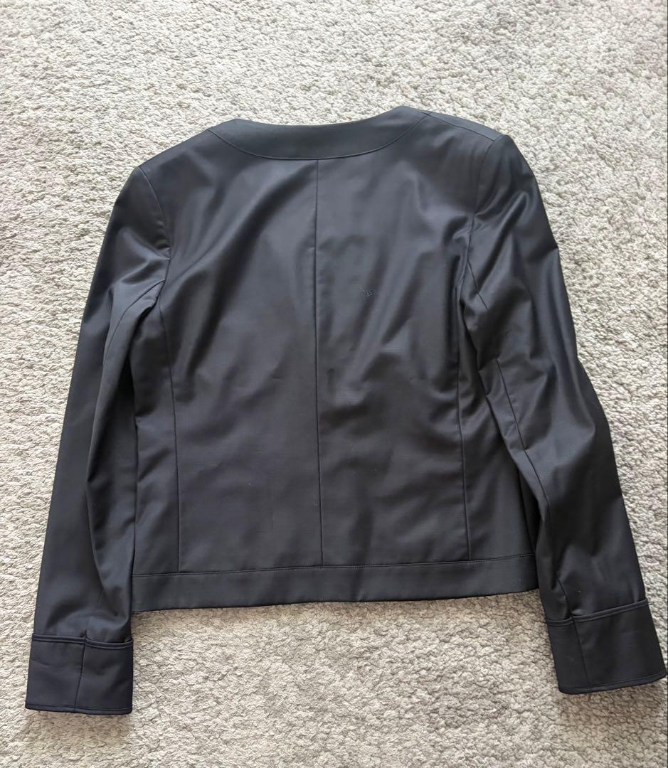 Theory luxeNIKKIAFネイビーノーカラージャケットセオリー40