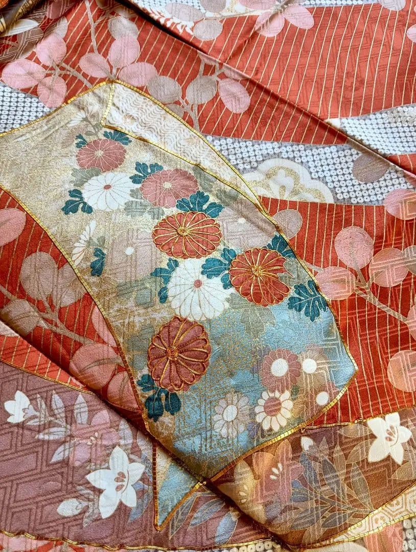 吾妻徳穂　吉澤友禅　振袖フルセット　美品　朱系　華やか　丈161 裄67.5