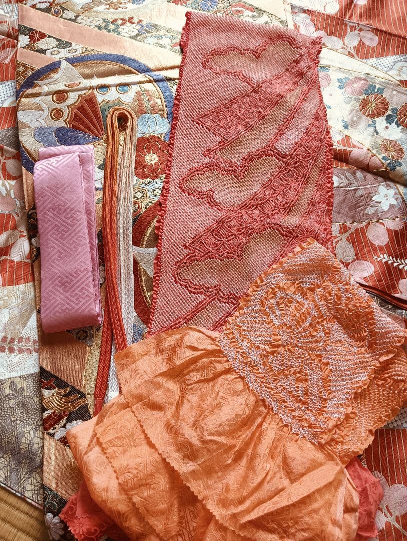 吾妻徳穂　吉澤友禅　振袖フルセット　美品　朱系　華やか　丈161 裄67.5
