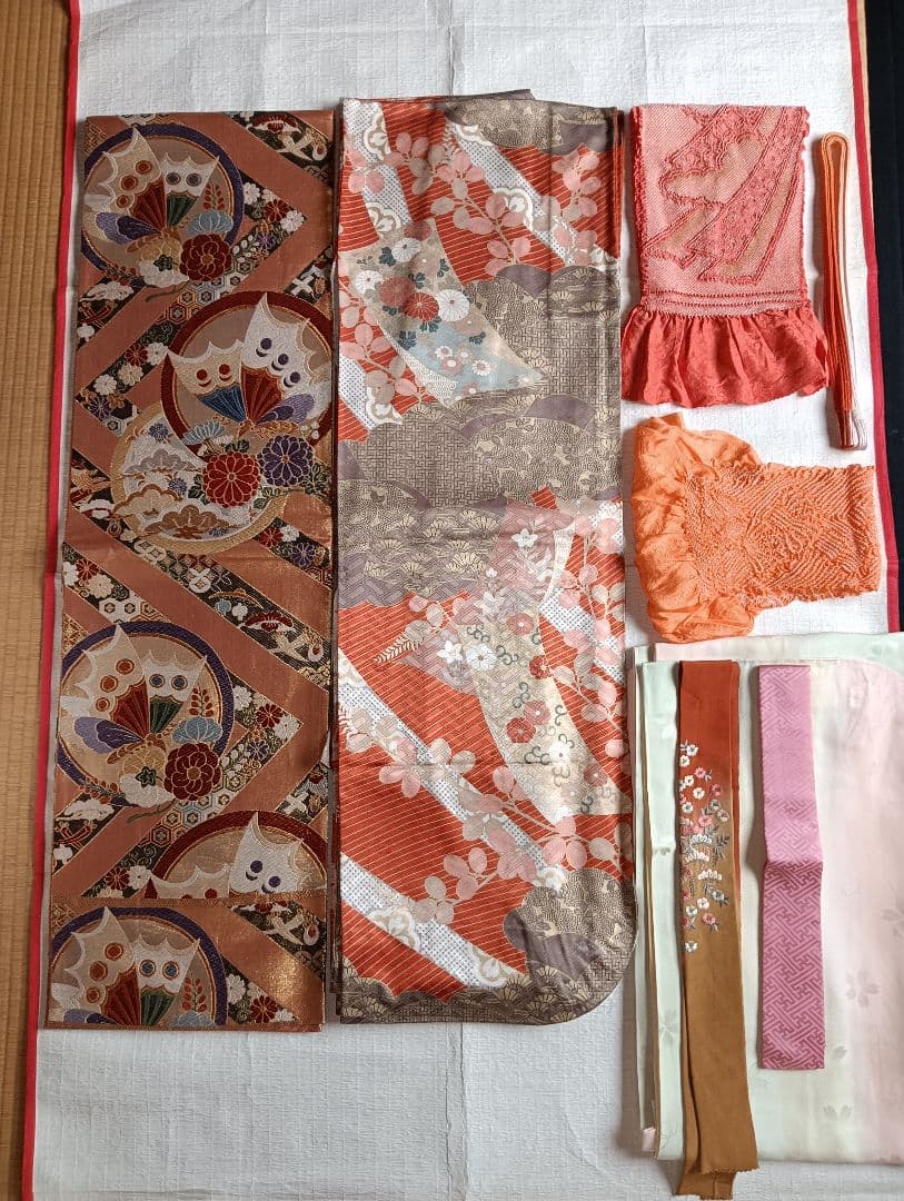 吾妻徳穂　吉澤友禅　振袖フルセット　美品　朱系　華やか　丈161 裄67.5