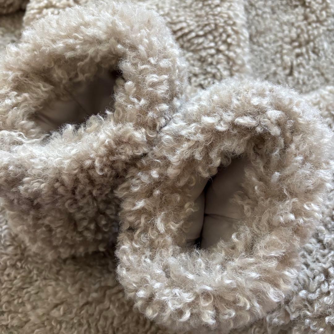 アンフィーロ エコファー ボア ノーカラー ジャケット グレージュ M