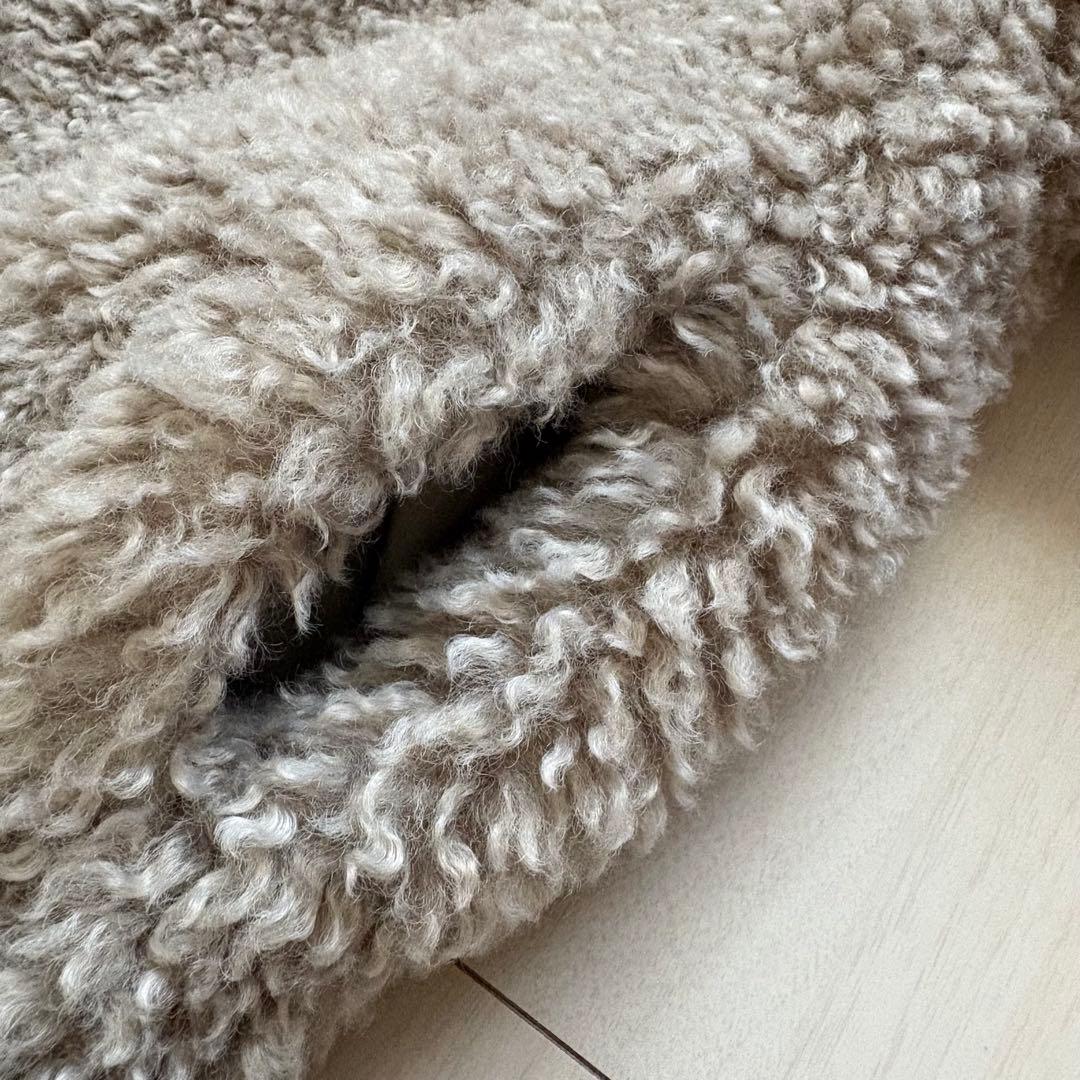 アンフィーロ エコファー ボア ノーカラー ジャケット グレージュ M