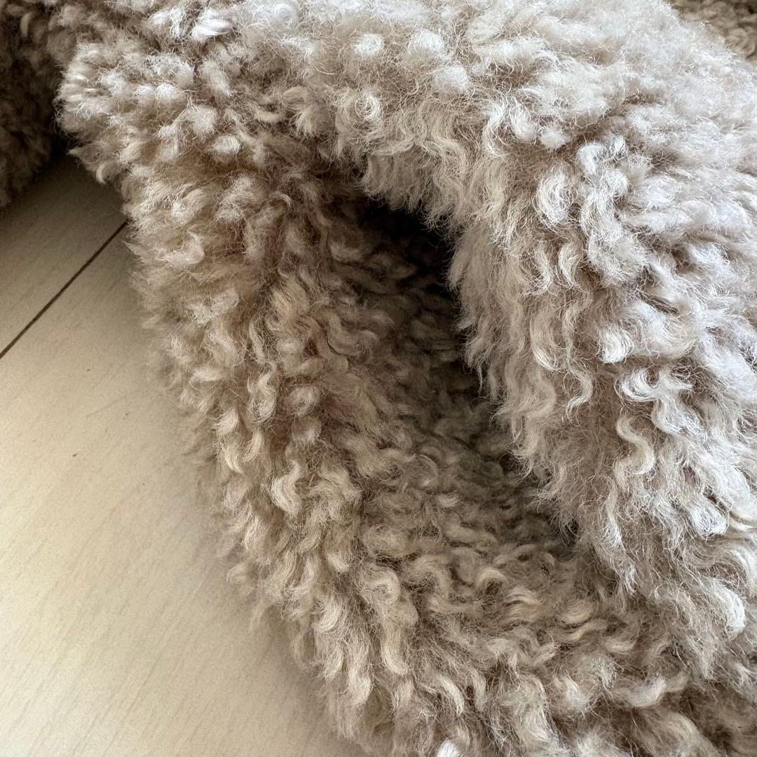 アンフィーロ エコファー ボア ノーカラー ジャケット グレージュ M