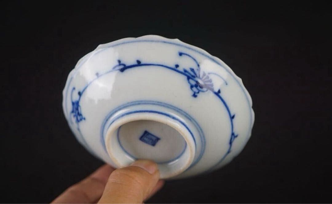 古伊万里 染付唐草花模様 小皿 40客 共箱 / 向付 懐石料理道具 うつわ