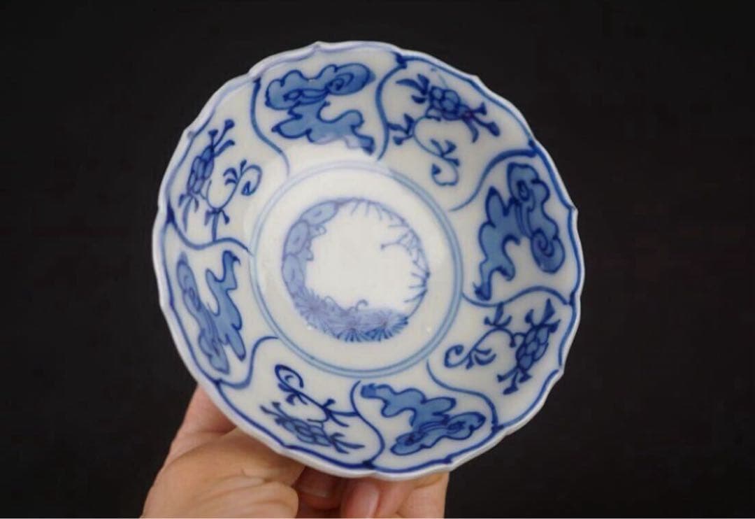 古伊万里 染付唐草花模様 小皿 40客 共箱 / 向付 懐石料理道具 うつわ