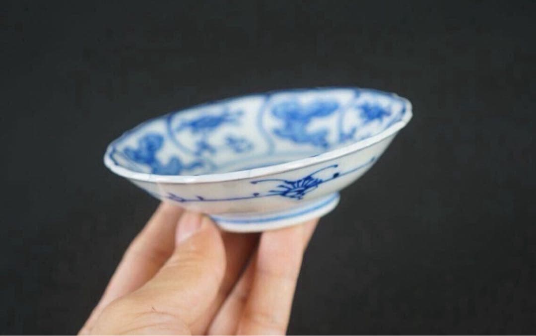 古伊万里 染付唐草花模様 小皿 40客 共箱 / 向付 懐石料理道具 うつわ