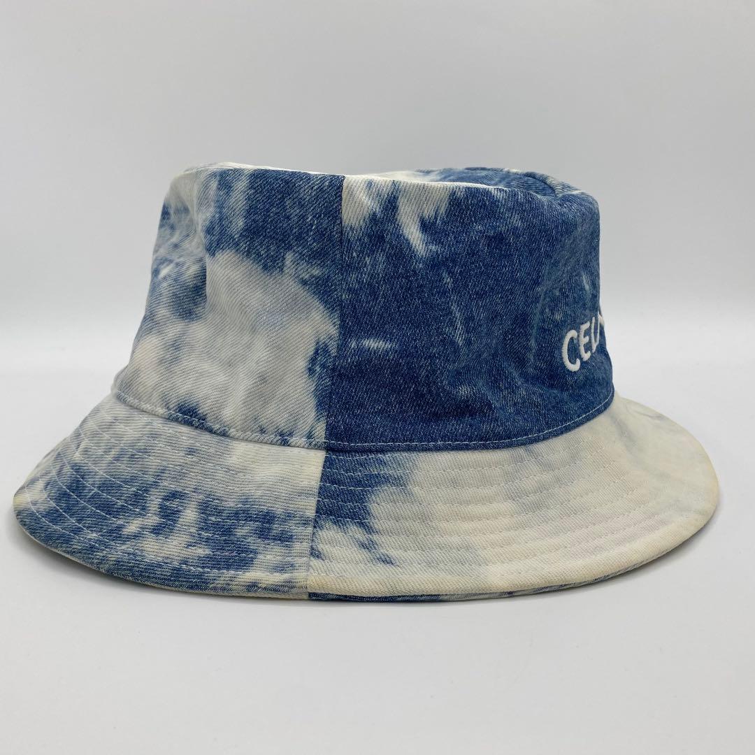 CELINE ハット バケットハット ロゴ タイダイ柄 デニム インディゴ 青