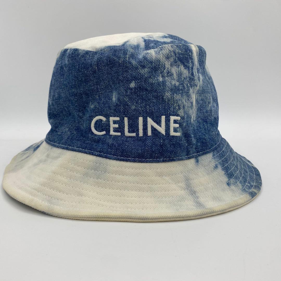 CELINE ハット バケットハット ロゴ タイダイ柄 デニム インディゴ 青