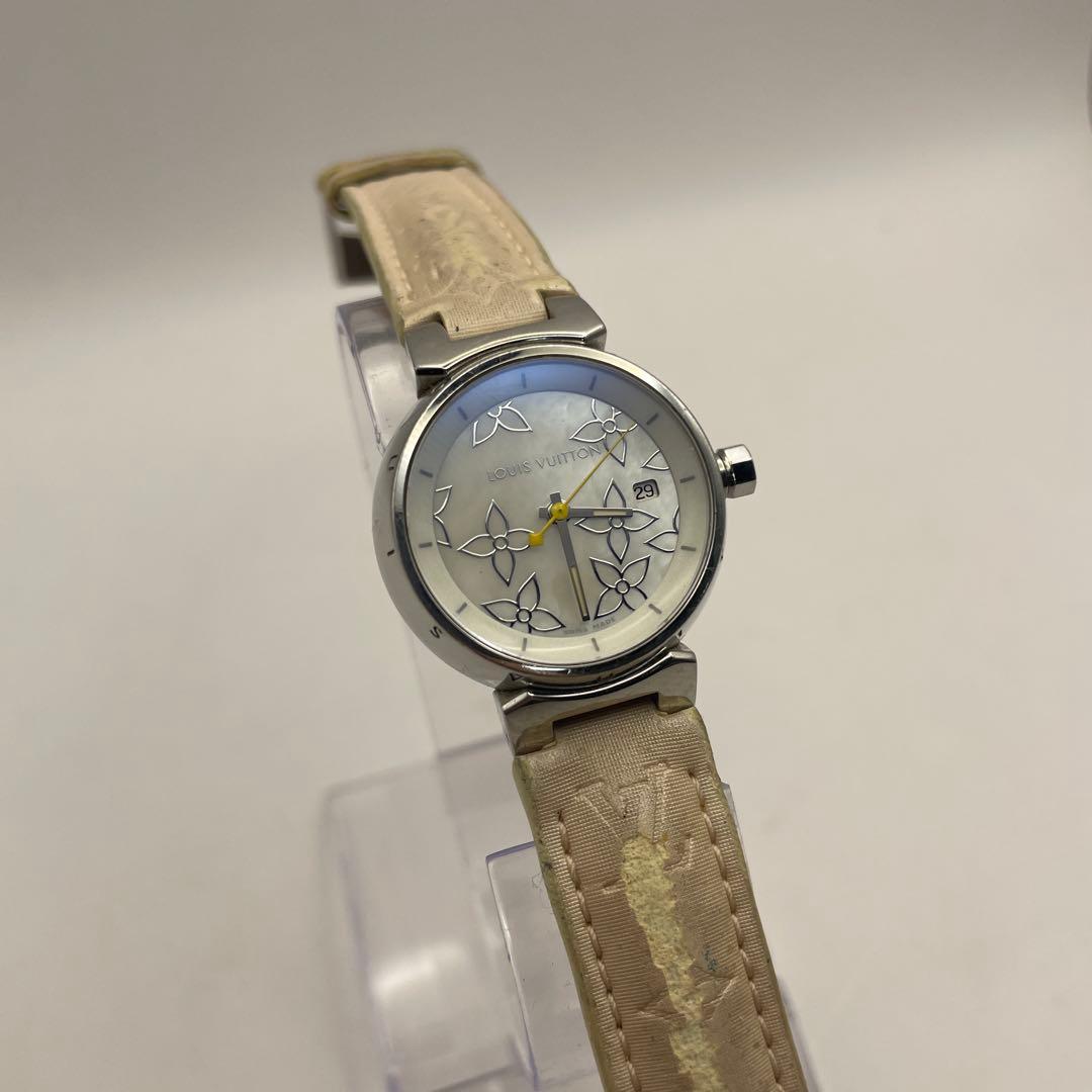 ルイヴィトン　タンブール Q121C シェル文字盤　モノグラム フラワー文字盤