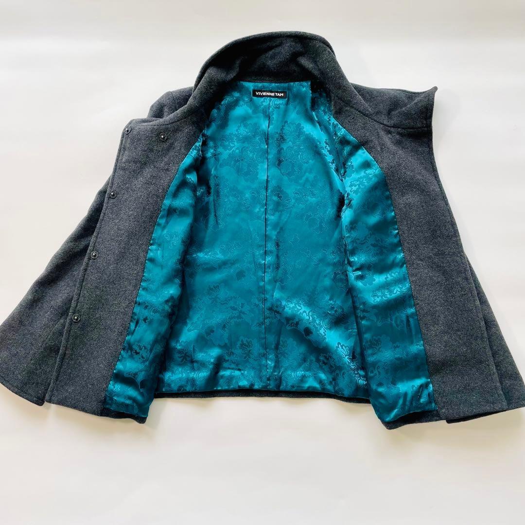 VIVIENNE TAM アンゴラ混 スタンドカラージャケット チャイナ グレー