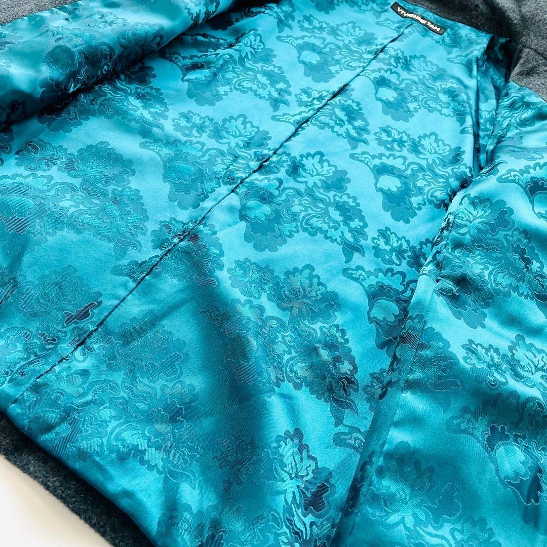 VIVIENNE TAM アンゴラ混 スタンドカラージャケット チャイナ グレー