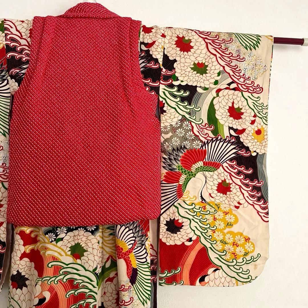 アンティーク　七五三　3歳　着物　被布コートビーズバック　草履セット☆