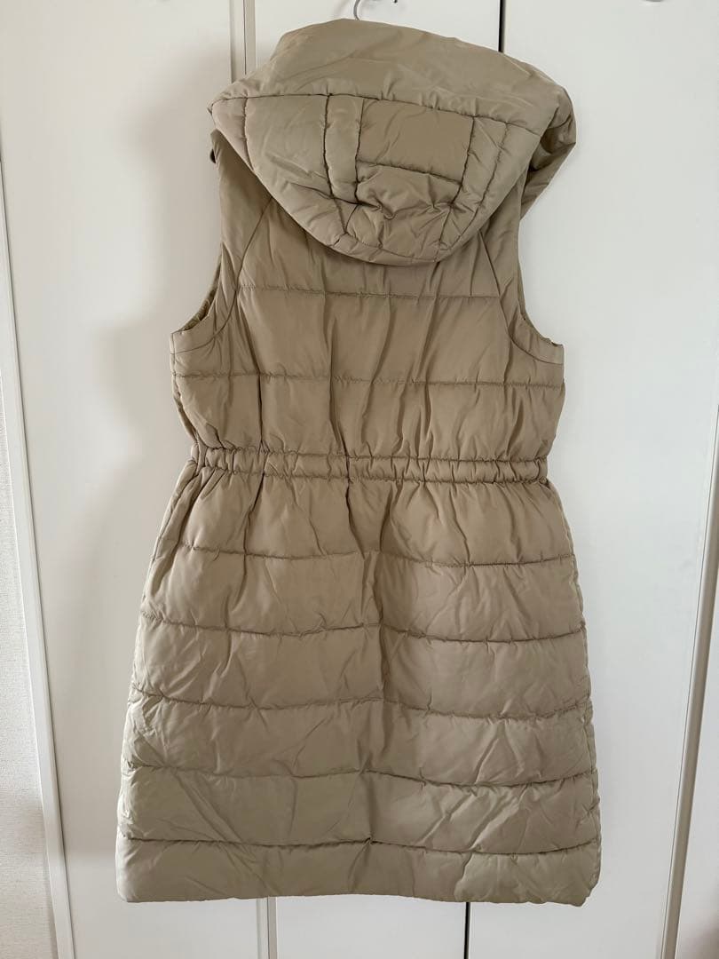 極美品Barbour ベージュ ロングダウンベスト フード付きドゥーズィエム