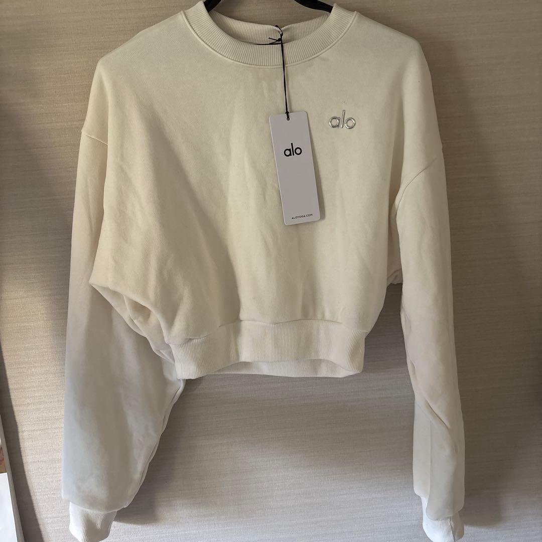 alo yoga クロップド　クルーネック　トレーナー　スウェット　ホワイト