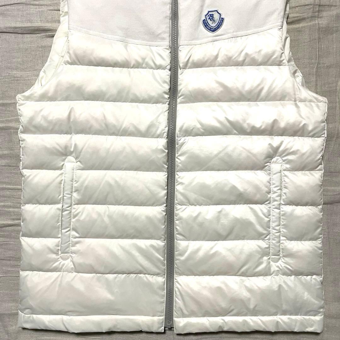 ●ブラックアンドホワイト●フルジップダウンベスト LL 白系 ゴルフ ホワイト
