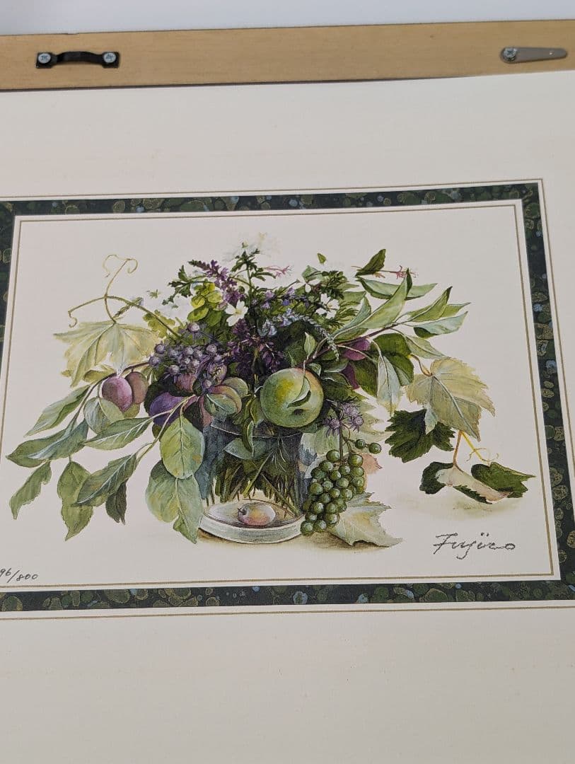 真作 橋本不二子「ハーベストジョイ」リトグラフ 版画 絵画 証明書付 木製額