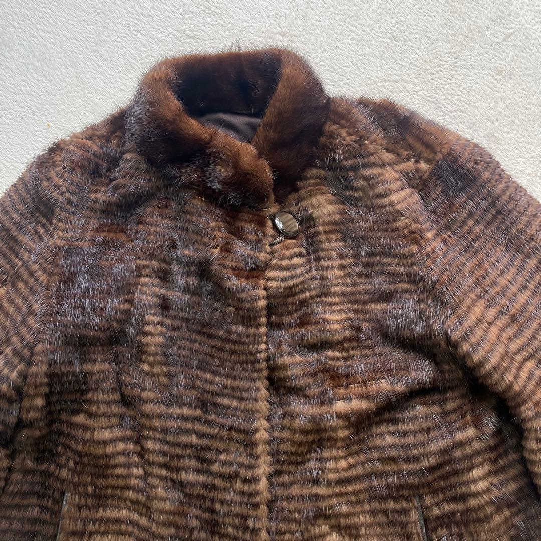 毛皮 リアルファー MINK ミンク ブラウン 袖 フレア Fサイズ