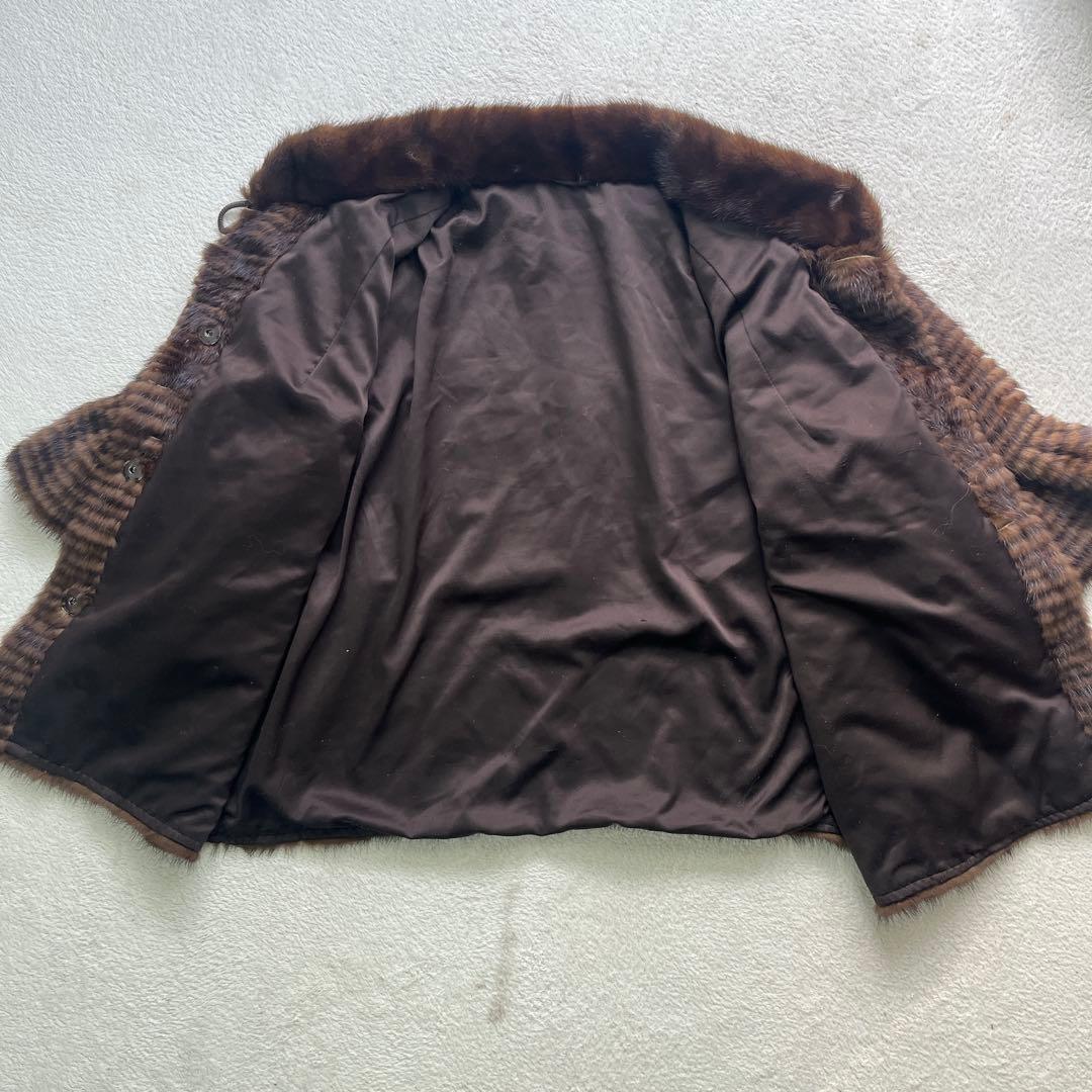 毛皮 リアルファー MINK ミンク ブラウン 袖 フレア Fサイズ