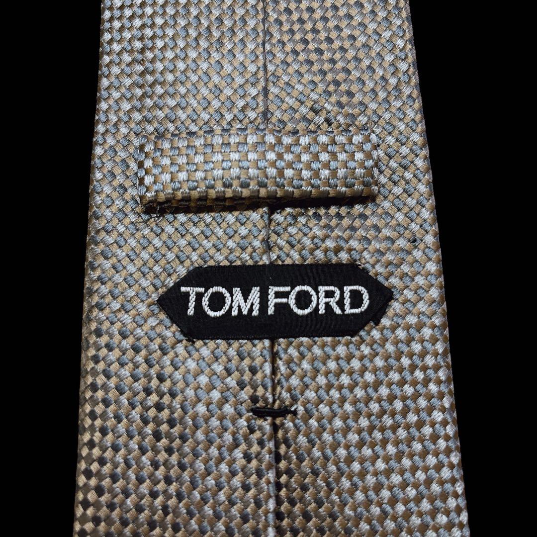 TOM FORD ネクタイ シャンパンゴールド シルク 高級 光沢 ジャガード