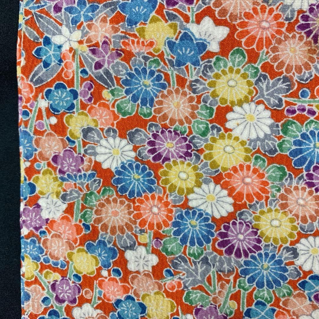 509agu7□七五三 三歳 女の子 着物＆被布 縮緬 総柄 花文様□状態良好