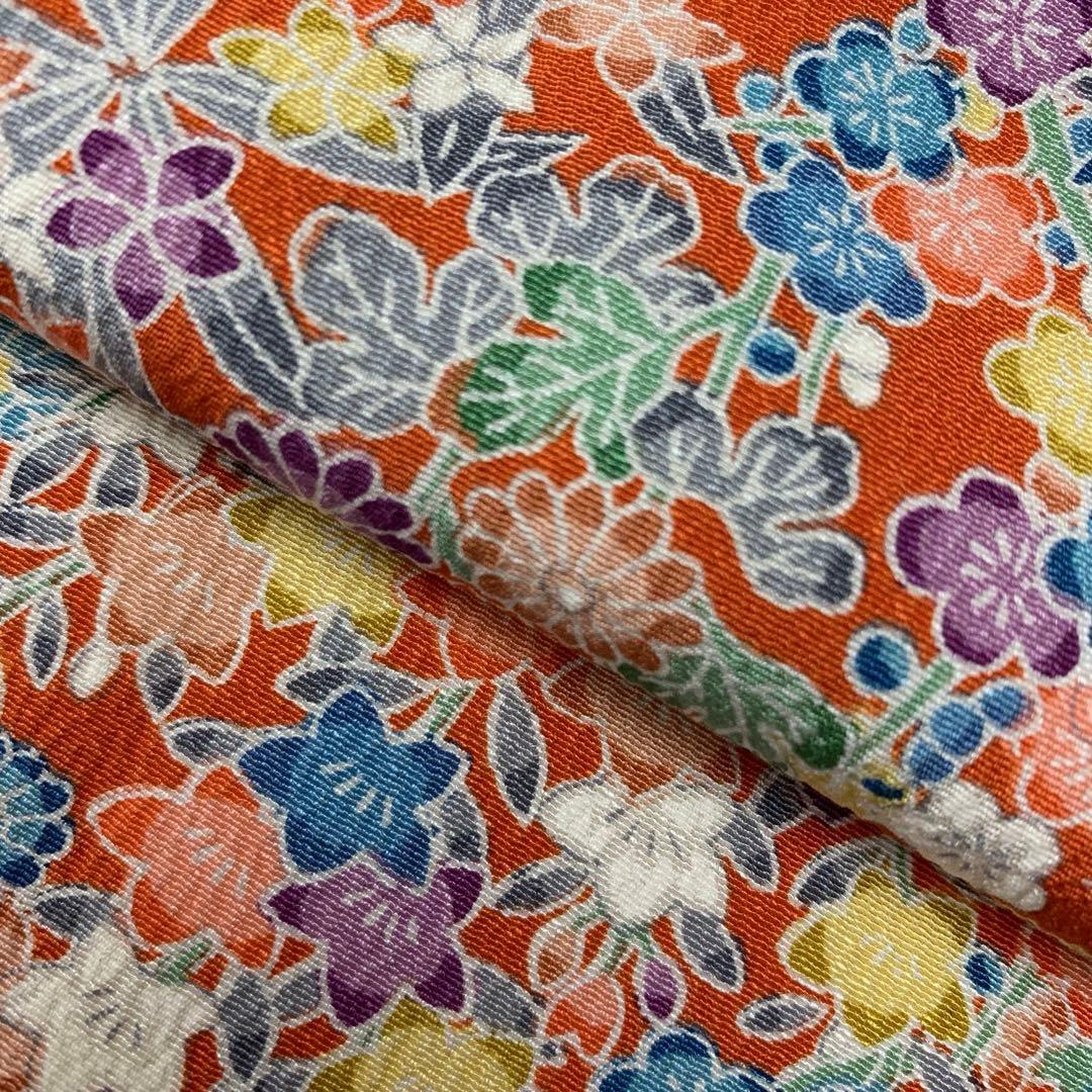 509agu7□七五三 三歳 女の子 着物＆被布 縮緬 総柄 花文様□状態良好