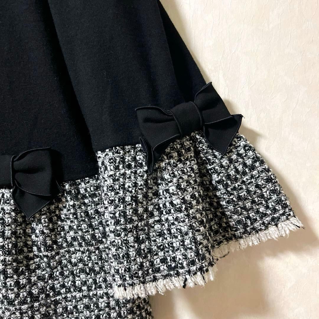 ♡M’S GRACYエムズグレイシー♡リボン ツイード切り替えチュニック 黒