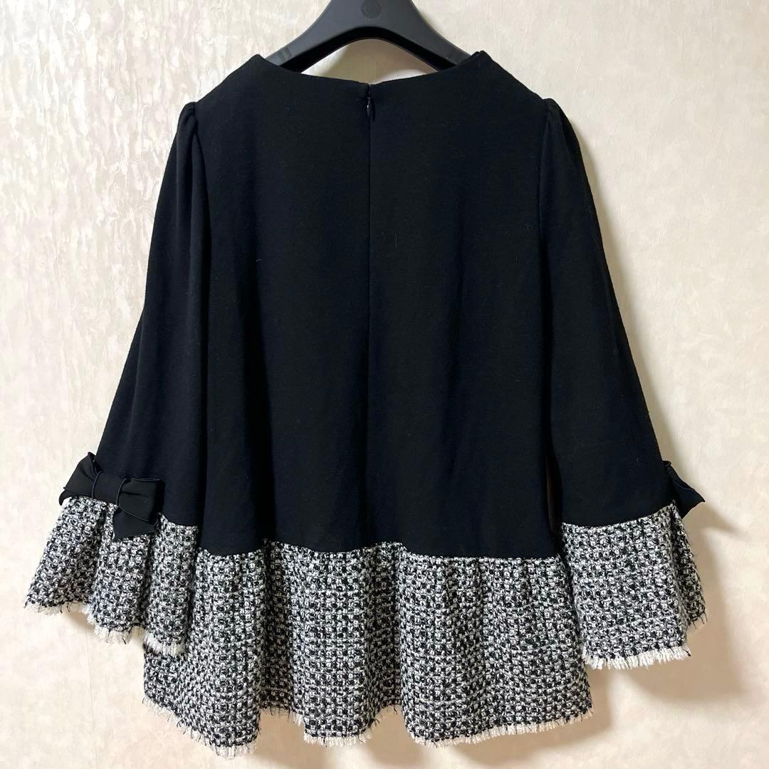 ♡M’S GRACYエムズグレイシー♡リボン ツイード切り替えチュニック 黒