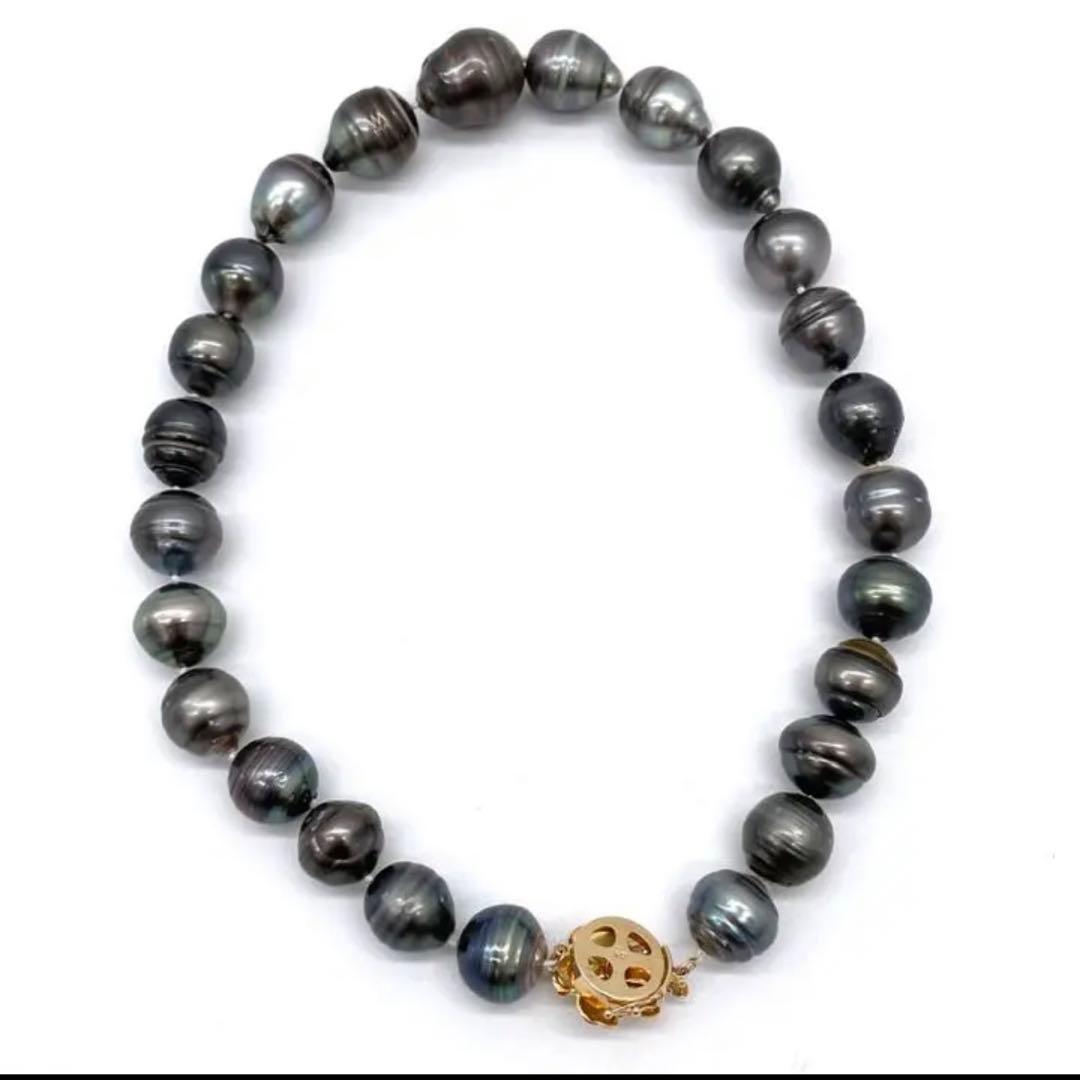 YAMA バロックパール ネックレス 黒真珠 ブラックパール K14金