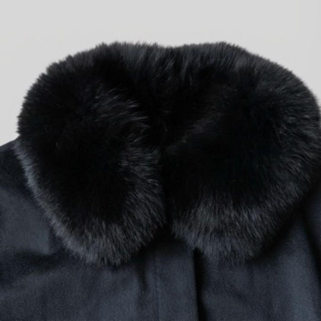 美品です。バルマンポンチョケープ　カシミヤ×フォックスファー　ブラック