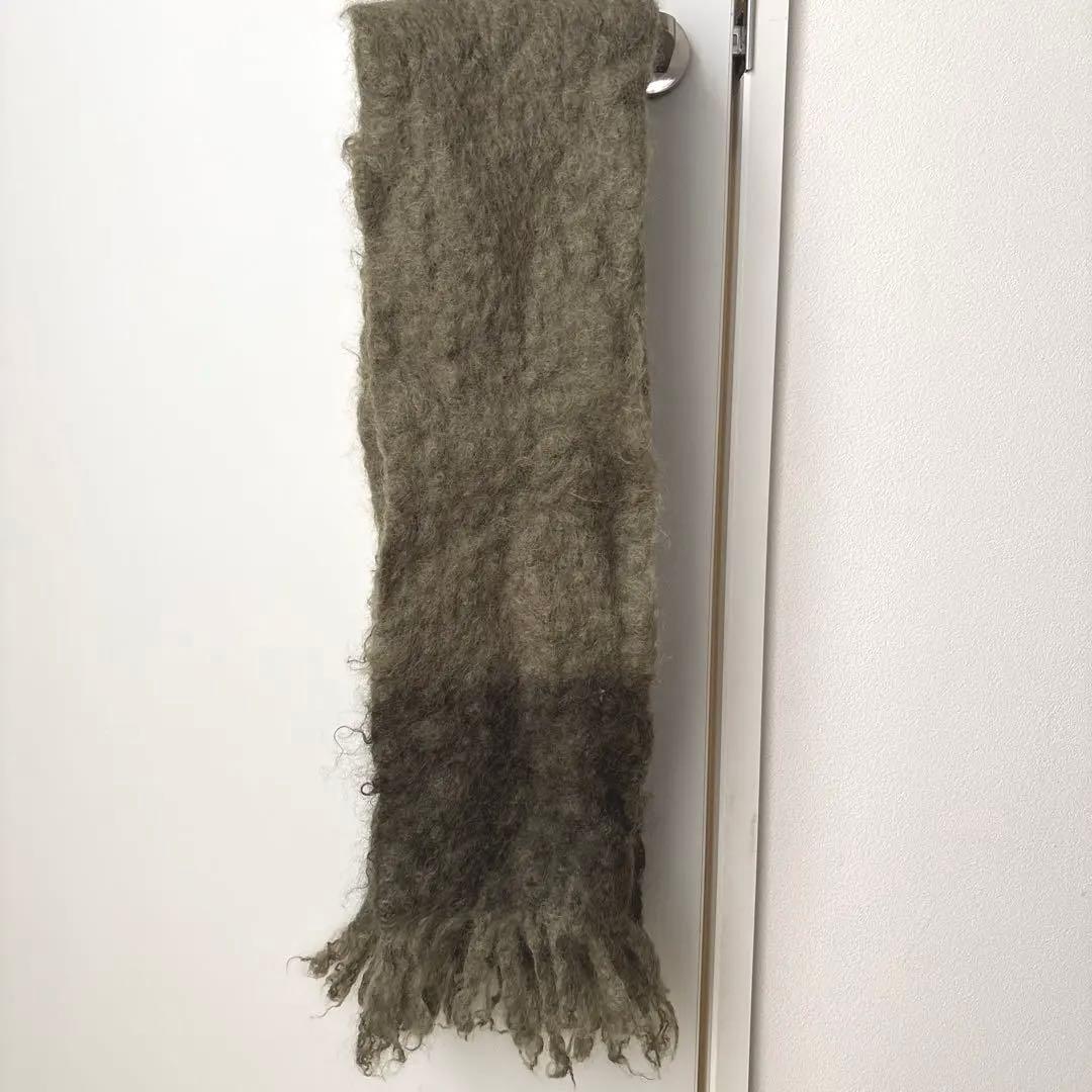 ロエベ　カーキ　モスグリーン　マフラー　モヘヤ