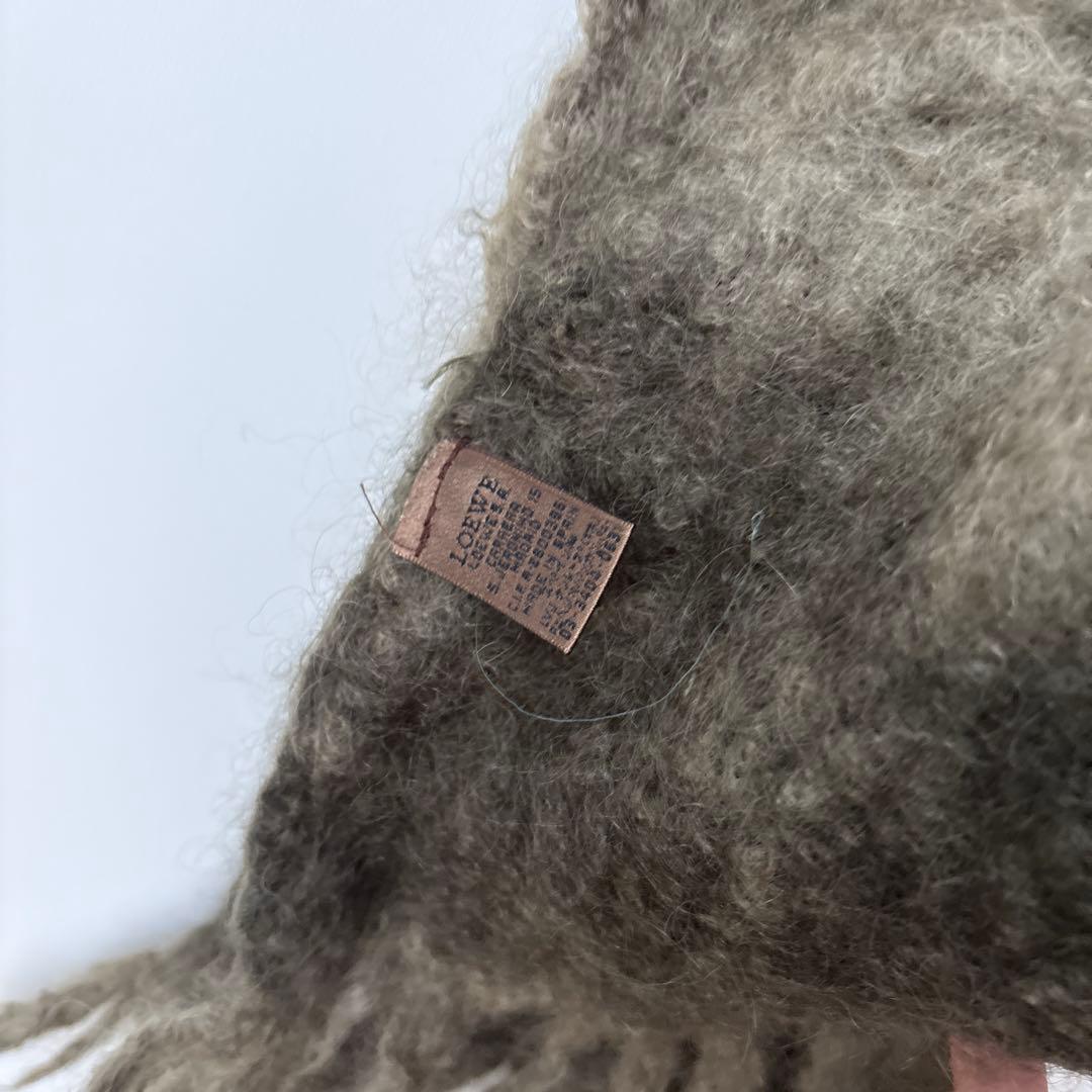 ロエベ　カーキ　モスグリーン　マフラー　モヘヤ