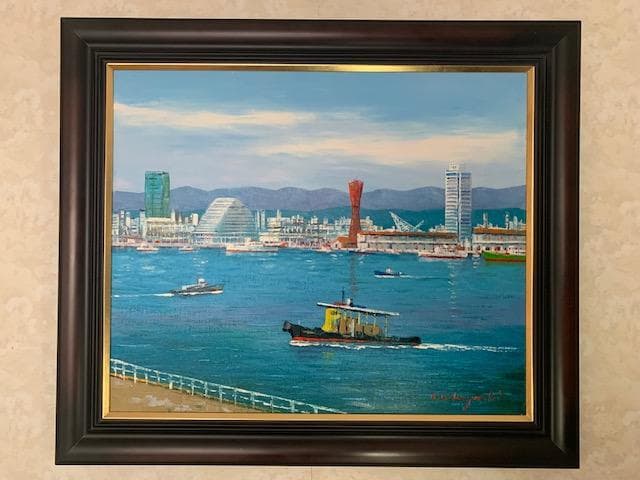 大型作品☀️小林幸三【神戸港】油彩画◆Ｆ１２号◆超人気画家